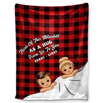 Think Of This Blanket As A Hug - Gift For Grandparents - Personalized Custom Fleece Blanket - Thegiftio UK