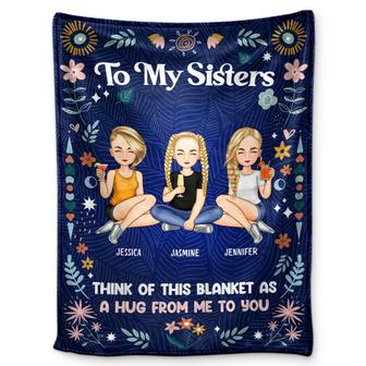 Cartoon Think Of This Blanket - Gift For Sisters And Besties - Personalized Fleece Blanket - Thegiftio UK