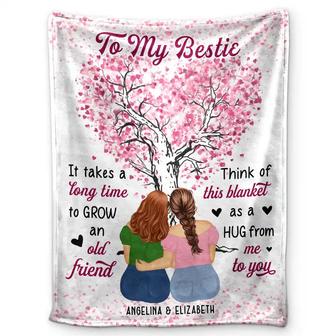 To My Bestie Grow An Old Friend - Personalized Fleece Blanket, Sherpa Blanket - Thegiftio UK