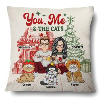 You, Me And The Cats Custom Pillow - Gift for Cat Lovers - Thegiftio UK
