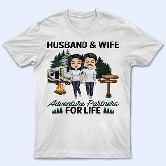 Husband And Wife Adventure Partners For Life Custom T-Shirt - Thegiftio UK