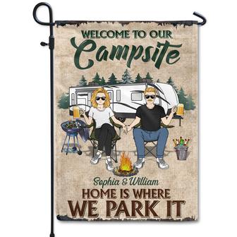Home Is Where We Park It Custom Flag - Gift for Couples - Thegiftio UK