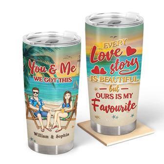 Beach Couple Every Love Story Is Beautiful Custom Tumbler - Thegiftio UK