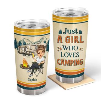 Just A Girl Who Loves Camping Personalized Tumbler - Thegiftio UK