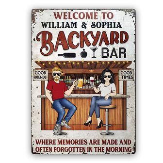 Backyard Bar Memories Custom Metal Sign - Gift for Couples - Thegiftio UK