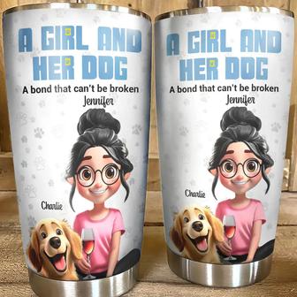 Dog Mom A Girl And Her Dog 3D Effect Custom Tumbler - Thegiftio UK
