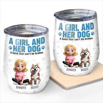 A Girl And Her Dogs A Bond That Can't Be Broken Custom Wine - Thegiftio UK