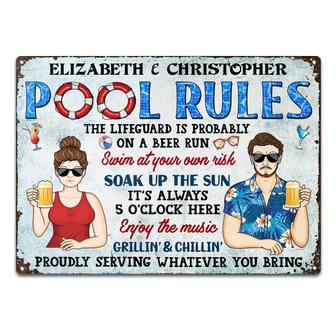 Pool Rules Soak Up The Sun Custom Metal Sign - Gift for Him - Thegiftio UK