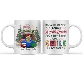 Sisters Because Of You I Laugh Harder Custom Mug - Gift - Thegiftio UK