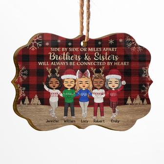 Side By Side Or Miles Apart Custom Ornament - Christmas Gift - Thegiftio UK