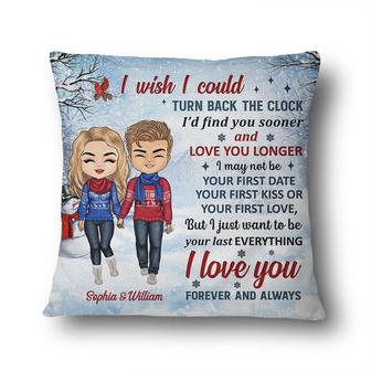 Christmas Couple Turn Back The Clock Personalized Pillow - Thegiftio UK