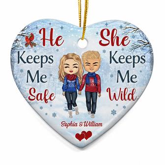 Couple He Keeps Me Safe She Keeps Me Wild Personalized - Thegiftio UK