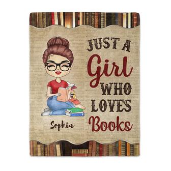 A Girl Who Loves Books Reading - Reading Gift - Personalized Custom Fleece Blanket - Thegiftio UK