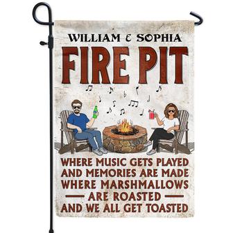 Fire Pit Where Music Gets Played Custom Flag - Couple Gift - Thegiftio UK