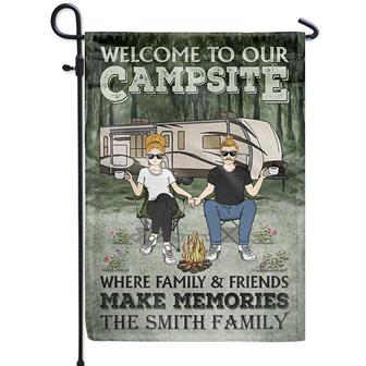Camping Couple Welcome To Our Campsite Custom Flag - Couples - Thegiftio UK