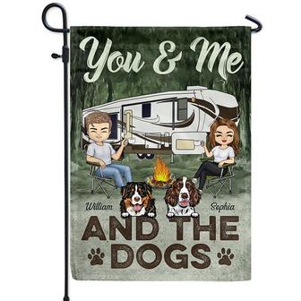 You & Me And The Dogs Camping Personalized Flag - Thegiftio UK