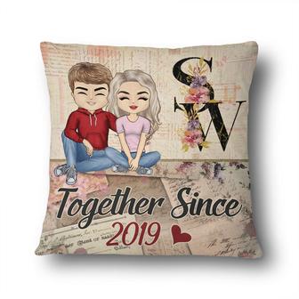 Together Since Floral Alphabet Custom Pillow - Couple Gift - Thegiftio UK