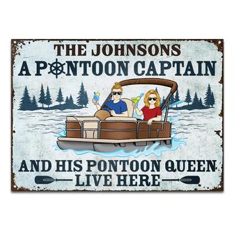 A Pontoon Captain And His Pontoon Queen Custom Metal Sign - Thegiftio UK