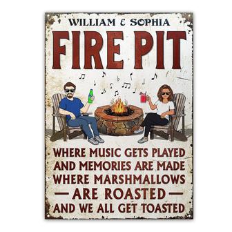 Fire Pit Where Music Gets Played Custom Metal Sign - Thegiftio UK