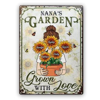 Grown With Love Sunflower Garden Custom Metal Sign - For Mom - Thegiftio UK