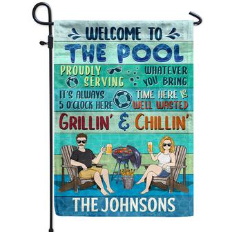 Poolside Proudly Serving Custom Flag - Gift for Couples - Thegiftio UK