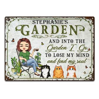 And Into The Garden I Go Personalized Metal Sign - Cat Gift - Thegiftio UK
