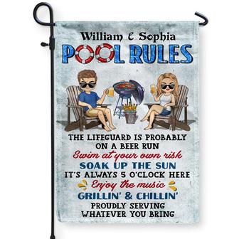 Pool Rules Swim At Your Own Risk Custom Flag - Couples Gift - Thegiftio UK