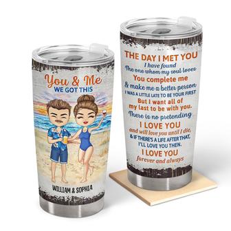 Beach Chibi Couple The Day I Met You Custom Tumbler - Gift - Thegiftio UK