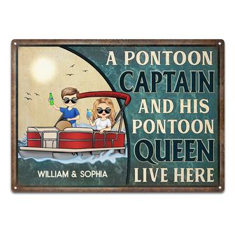 A Pontoon Captain And His Pontoon Queen Custom Metal Sign - Thegiftio UK
