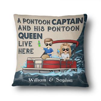 Pontoon Captain And Queen Custom Pillow - Gift for Couples - Thegiftio UK