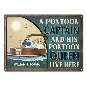 A Pontoon Captain And His Pontoon Queen Custom Metal Sign - Thegiftio UK