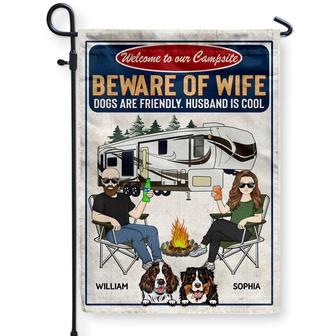 Beware Of Wife Dog Is Friendly Custom Flag - Dog Lovers Gift - Thegiftio UK