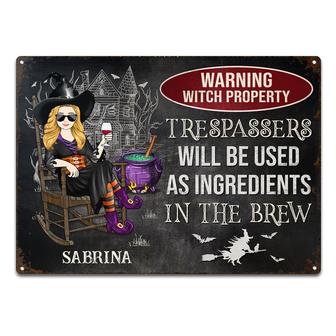 Warning Witch Property Trespassers Custom Metal Sign - Gift - Thegiftio UK