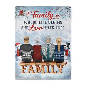 Family Where Life Begins And Love Never Ends - Memorial Gift - Christmas Gift - Personalized Custom Fleece Blanket - Thegiftio UK