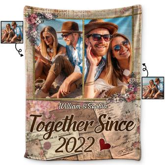Custom Photo Together Since Husband Wife - Couple Gift - Personalized Custom Fleece Blanket - Thegiftio UK