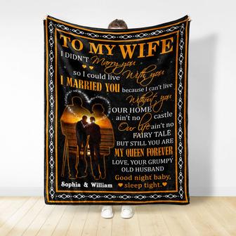 To My Wife Can't Live Without You Family Old Couple - Couple Gift - Personalized Custom Blanket - Thegiftio UK