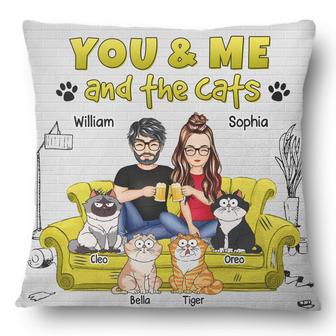 You And Me And The Cats Custom Pillow - Gift for Cat Lovers - Thegiftio UK
