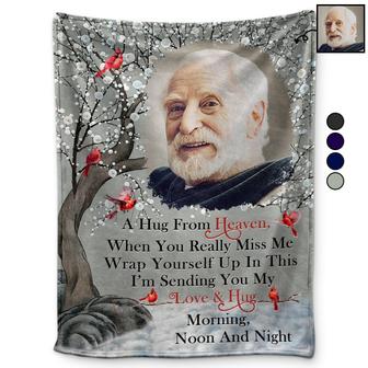 Custom Photo A Hug From Heaven - Memorial Gift For Family, Friends, Siblings - Personalized Fleece Blanket - Thegiftio UK