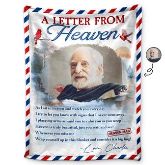 Custom Photo A Letter From Heaven Wrap Yourself Up - Memorial Gift For Family, Friend, Pet Lover - Personalized Fleece Blanket - Thegiftio UK