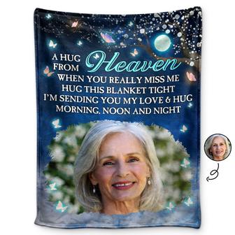 Custom Photo A Hug From Heaven When You Really Miss Me - Memorial Gift For Family, Friends - Personalized Fleece Blanket, Sherpa Blanket - Thegiftio UK