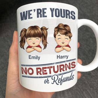No Returns Or Refunds Chibi Grandkids Personalized Mug - Thegiftio UK