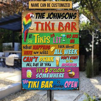 Tropical Parrot Tiki Bar Is Always Open Custom Metal Sign - Thegiftio UK