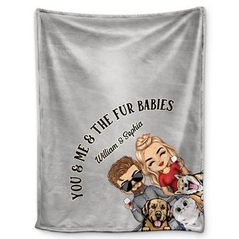 You & Me And The Fur Babies Couples Cats Dogs - Anniversary, Birthday Gift For Spouse, Husband, Wife, Boyfriend, Girlfriend - Personalized Custom Fleece Blanket - Thegiftio UK