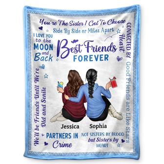 Best Friends Forever Connected By Heart - Loving Gifts For Besties - Personalized Fleece Blanket - Thegiftio UK