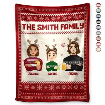 Flat Art - Christmas, Funny Gift For Family, Couple, Dad, Mom, Grandpa, Grandma - Personalized Fleece Blanket - Thegiftio UK