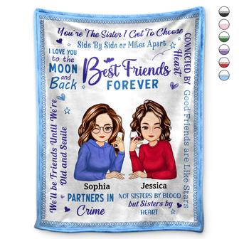 Best Friends Forever Connected By Heart Cartoon - Loving Gifts For Besties - Personalized Fleece Blanket - Thegiftio UK