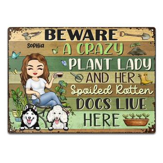 Beware A Crazy Plant Lady Personalized Metal Sign - Gift - Thegiftio UK