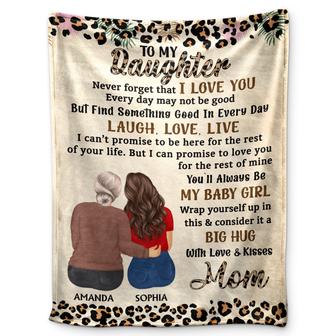 Never Forget That I Love You Mom Leopard Pattern - Gift For Daughters - Personalized Fleece Blanket, Sherpa Blanket - Thegiftio UK