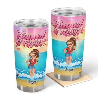 Tanned And Tipsy Beach Lovers Custom Tumbler - Gift for Her - Thegiftio UK