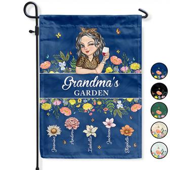 Birth Month Flower Grandma's Garden Personalized Flag - Thegiftio UK